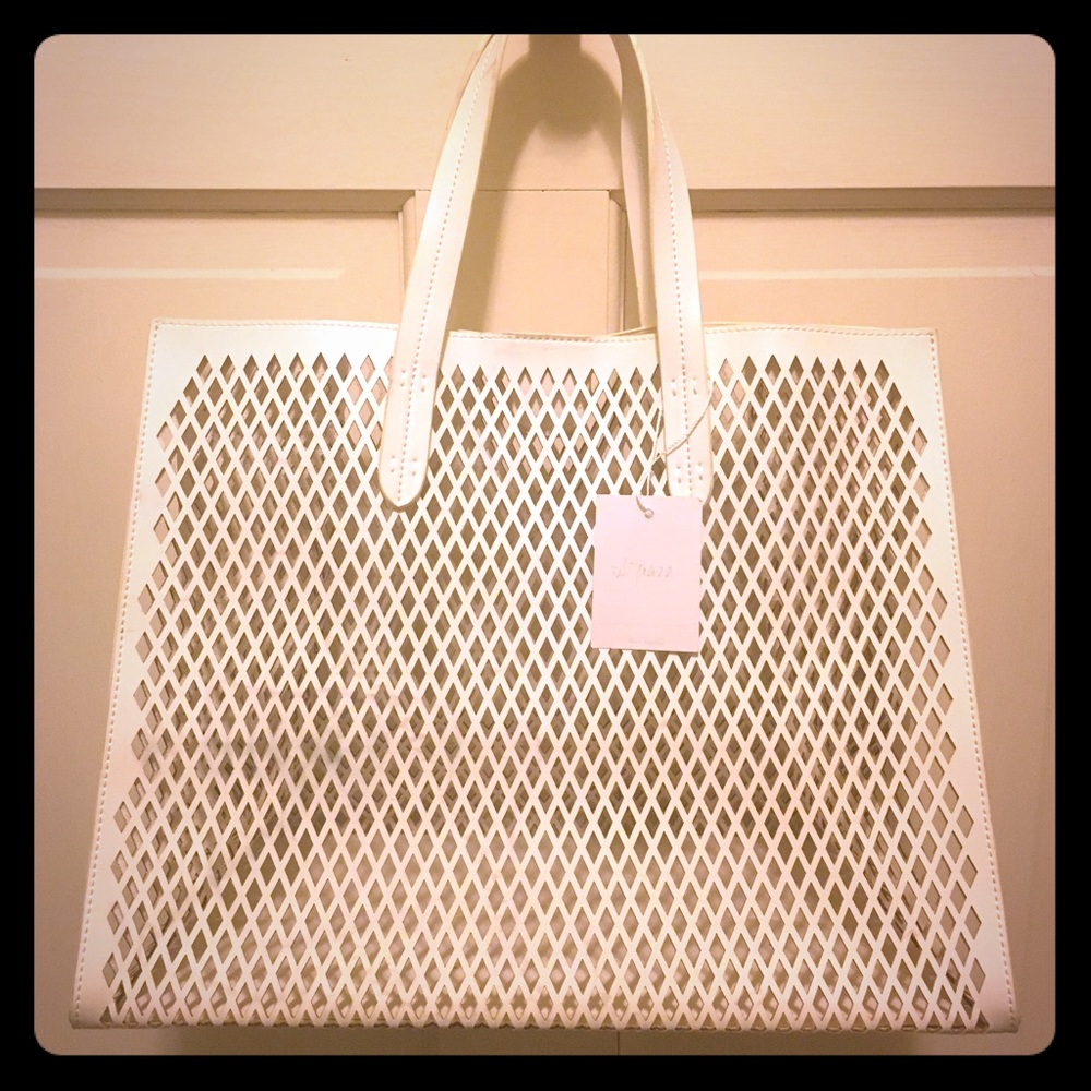 Deux Lux White Tote vegan leather